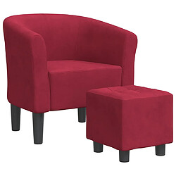 vidaXL Chaise cabriolet avec repose-pied rouge bordeaux velours