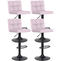 Non Lot de 4 tabourets de bar Feni velours 