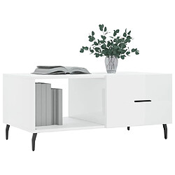 Avis Maison Chic Table basse,Table Console Table d'appoint, Table pour salon Blanc brillant 90x50x40 cm Bois d'ingénierie -MN89639