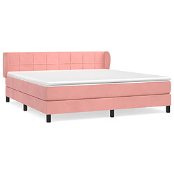 vidaXL Sommier à lattes de lit avec matelas Rose 160x200 cm Velours