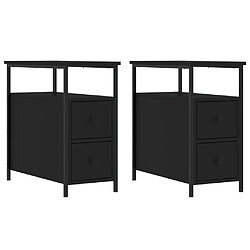 Maison Chic Lot de 2 Tables de chevet,Table de nuit,Table d'appoint pour salon noir 30x60x60 cm bois d’ingénierie -MN86943