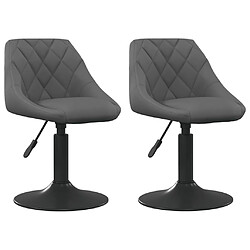 vidaXL Chaises pivotantes à dîner lot de 2 Gris foncé Velours