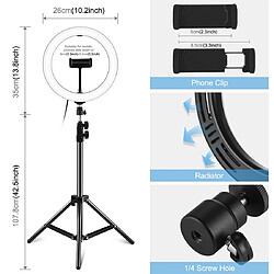 Avis Yonis Kit Lumière Anneau LED 26cm + Trépied 1.1m Pour Vlog Et Diffusion En Direct