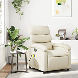 vidaXL Fauteuil inclinable de massage Crème Similicuir 