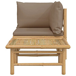 Avis vidaXL Salon de jardin 2 pcs avec coussins taupe bambou