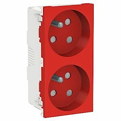 prise de courant - goulotte - 2 x 2p+t - 45d - bornes auto - rouge - détrompage - schneider electric nu306103t 