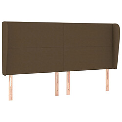 Maison Chic Tête de lit scandinave avec oreilles,meuble de chambre Marron foncé 203x23x118/128 cm Tissu -MN79653