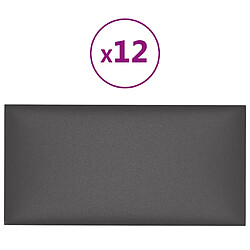 vidaXL Panneaux muraux 12 pcs Gris 60x30 cm Similicuir 2,16 m²