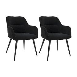 Vente-Unique Lot de 2 chaises avec accoudoirs en tissu et métal - Noir - HEKA