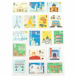 Graines Creatives 51 stickers en forme de timbres - pays 3 cm 