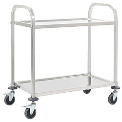 vidaXL Chariot de cuisine à 2 niveaux 96,5x55x90 cm Acier inoxydable