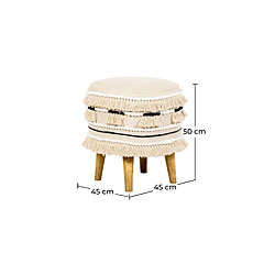 ICONIK INTERIOR Tabouret Pouf Rond - Style Boho Bali - Juliet Crème pas cher