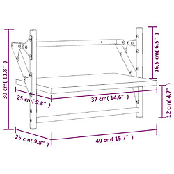 vidaXL Étagères murales avec barres 2 pcs chêne fumé 40x25x30 cm pas cher