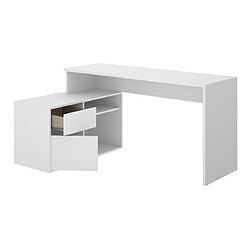 Pegane Bureau angulaire coloris blanc - Longueur 139 x Profondeur 92 x Hauteur 75 cm