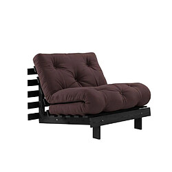 Inside 75 Fauteuil convertible futon ROOTS pin laqué noir matelas 90 x 200 cm coloris marron