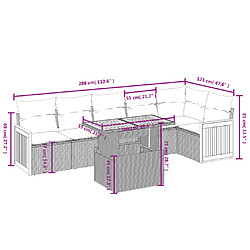 Acheter vidaXL Salon de jardin avec coussins 7 pcs gris résine tressée