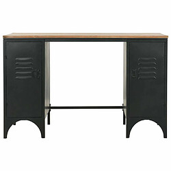 Maison Chic Bureau solide,Table de travail,Bureau d'ordinateur à double piédestal Bois de sapin et acier 120x50x76 cm -GKD55931