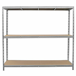 Monstershop Unité de Rayonnage HD Acier Galvanisé Unité de Rayonnage HD en Acier Galvanisé Rangement 200cm x 186cm x 60cm 3 Niveaux Capacité de 1200kg Sans Boulons