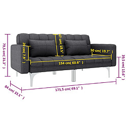 vidaXL Canapé-lit gris foncé tissu pas cher