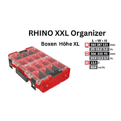 Acheter Toolbrothers RHINO XXL Organiseur ULTRA Hauteur XL Boîtes Custom 582 x 387 x 131 mm 13,5 l IP66 avec 8 inlays et 6 séparateurs