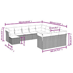 Avis vidaXL Salon de jardin avec coussins 12 pcs gris clair résine tressée