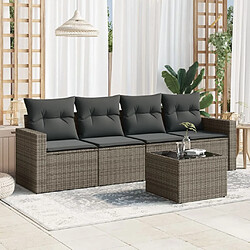 Maison Chic Salon de jardin 5 pcs avec coussins | Ensemble de Table et chaises | Mobilier d'Extérieur gris résine tressée -GKD86289