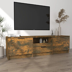 Avis Maison Chic Meuble TV scandinave - Banc TV pour salon Chêne fumé 140x35x40 cm Bois d'ingénierie -MN67186