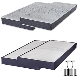 Ebac Matelas + Sommier Omega Volcan 2x90x190 Myriade - H. 21 cm - Soutien équilibré