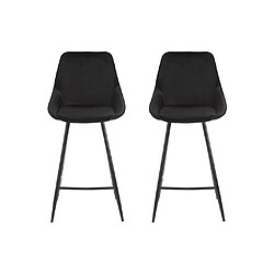 Vente-Unique Lot de 2 tabourets de bar - Velours - Noir - MASURIE 