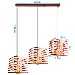 Stoex Suspension Lustre Abat jours forme Cage Ø 22cm Métal Fer Style vintage 3 Edison E27 Luminaire - Or rose pas cher