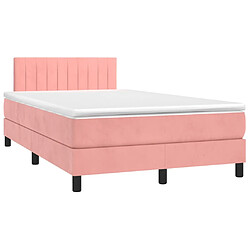 Maison Chic Lit adulte - Lit + matelas + LED,Sommier à lattes de lit et matelas LED rose 120x190 cm velours -GKD32180