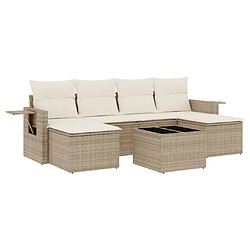 vidaXL Salon de jardin avec coussins 7 pcs beige résine tressée