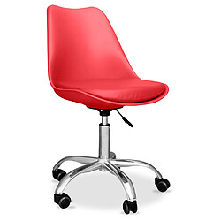 ICONIK INTERIOR Chaise de bureau Tulip pivotante à roulettes Rouge 