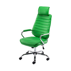 Decoshop26 Fauteuil de bureau à roulettes en synthétique vert hauteur réglable BUR10007