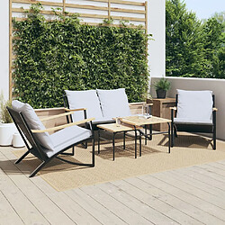 vidaXL Ensemble de meubles de balcon avec coussins 5 pcs noir acier