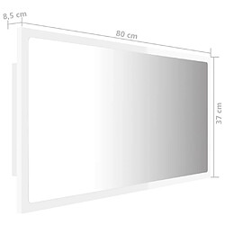 vidaXL Miroir à LED de bain Blanc brillant 80x8,5x37 cm Acrylique pas cher