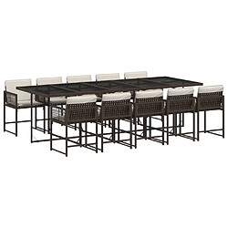 vidaXL Ensemble à manger de jardin et coussins 11 pcs marron rotin