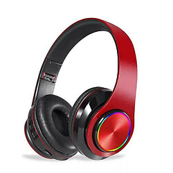 Universal Casque lumineux sans fil bluetooth version 5.0 casque perspective stéréo super basse casque avec micro rouge 