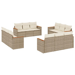 vidaXL Salon de jardin avec coussins 12 pcs beige résine tressée