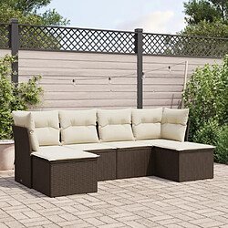 vidaXL Salon de jardin avec coussins 6 pcs marron résine tressée 