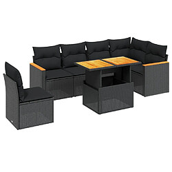 Maison Chic Ensemble Tables et chaises d'extérieur 7pcs avec coussins,Salon de jardin noir résine tressée -GKD797599