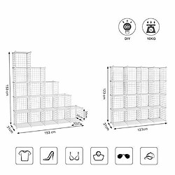 16 Cubes de Rangement en Treillis Blanc LPI44W SONGMICS® pas cher