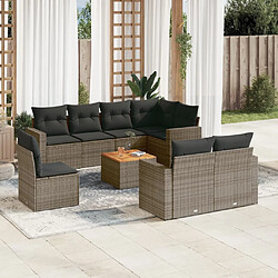 Maison Chic Ensemble Tables et chaises d'extérieur 9 pcs avec coussins,Salon de jardin gris résine tressée -GKD998250