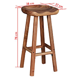 vidaXL Tabourets de bar lot de 2 bois d'acacia massif pas cher