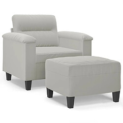 vidaXL Fauteuil avec repose-pied Gris clair 60 cm Tissu microfibre