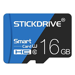 Wewoo Carte Micro SD mémoire STICKDRIVE 16 Go haute vitesse U1 bleue et noire TF SD