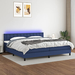 vidaXL Sommier à lattes de lit et matelas et LED Bleu 200x200 cm Tissu 