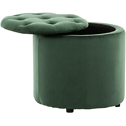 Decoshop26 Pouf tabouret coffre avec espace de rangement en tissu velours vert 42x44cm TABO10077