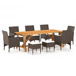 Maison Chic Ensemble de salle à manger de jardin 9 pcs,Table et chaises d'extérieur Marron -GKD284624