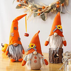 Universal 3 PCS Harvest Festival Gnomes Toys en peluche avec décoration de bureau à la citrouille Polaire naine